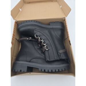 GLOBALWIN Women's Combat Boots Lace Up Boots For Women Ankle Booties Low Heel